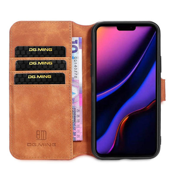 DG.MING Retro Konstläder Plånboksfodral iPhone 11 Pro Max Brun