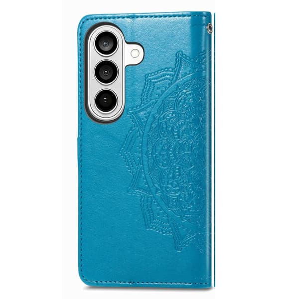 Plånboksfodral för Samsung Galaxy S26 Plus Mandala Blommor Konstläder - Blå