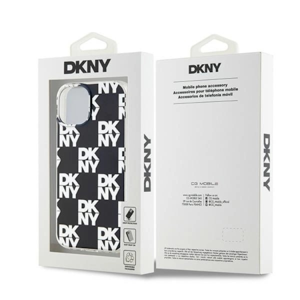 DKNY iPhone 15/14 Plus Mobilskal IML Checkered Mono Pattern Svart