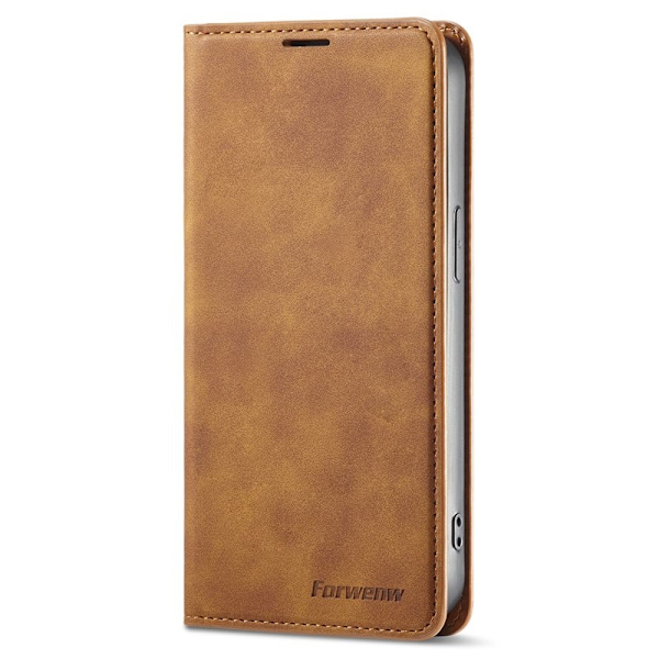 FORWENW iPhone 14 Pro Max Plånboksfodral Konstläder - Brun
