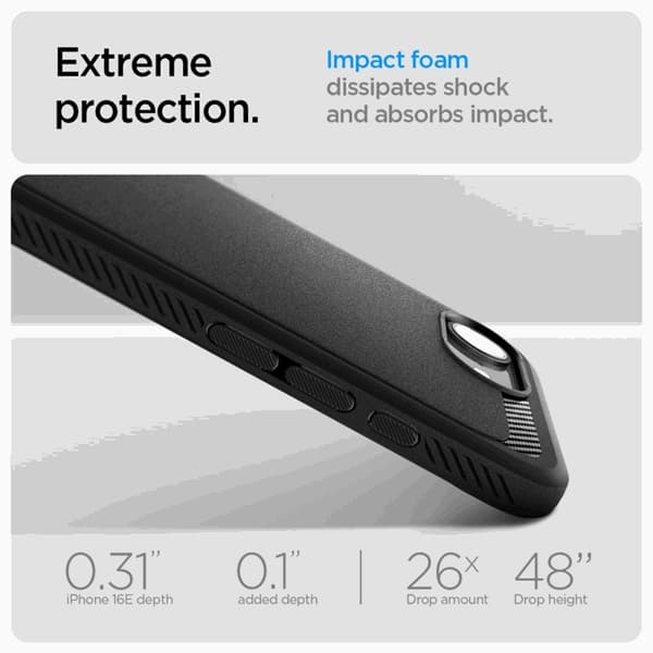 Spigen Mobilskal till iPhone 16e Magsafe Rugged Armor - Matt Svart Svart