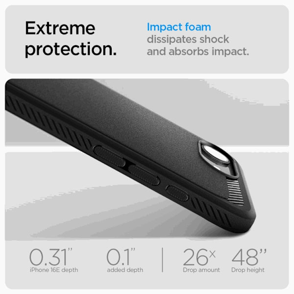 Spigen Telefontaske til iPhone 16e Magsafe Rugged Armor - Matt Sort Svart