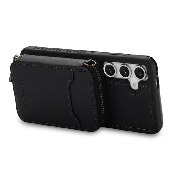 LC.IMEEKE L6 Samsung Galaxy S25 FE Plånboksfodral Konstläder - Svart