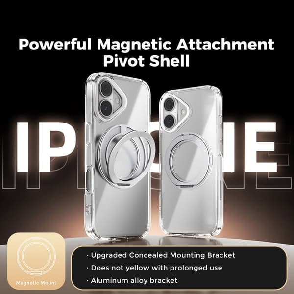 ABEEL Q-LUCK Mobilskal till iPhone 16 med Rotera Kickstand Silver