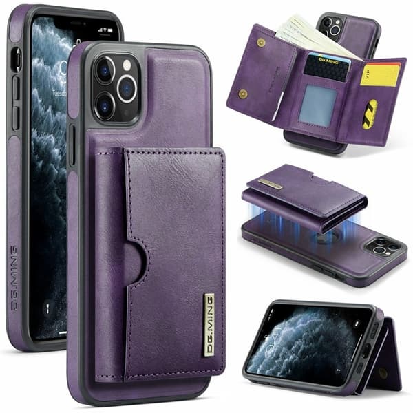DG.MING M6 Series Mobilskal till iPhone 11 Pro Max Magnetisk Plånboksfodral Lila