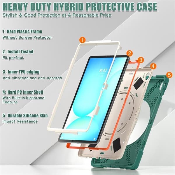 Mobilskal till Galaxy Tab S10 FE Plus Kickstand Handle Grip - Grön Grön