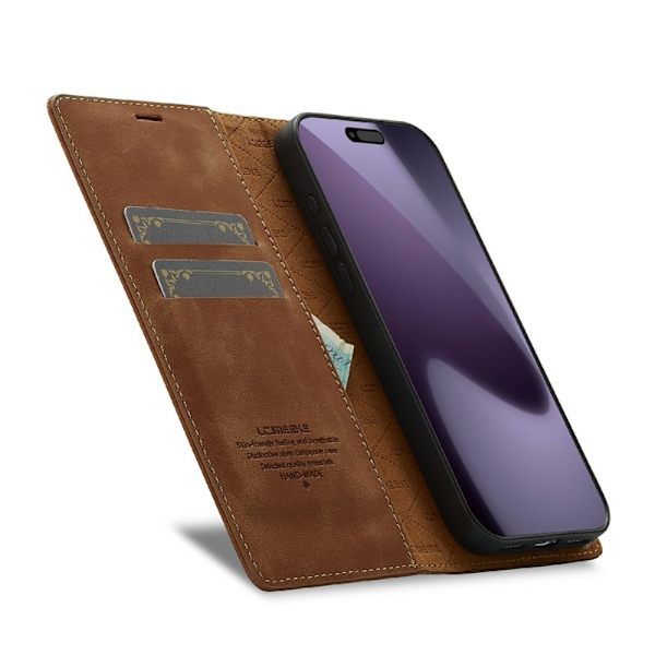 LC.IMEEKE iPhone 17 Pro Plånboksfodral Konstläder- Brun