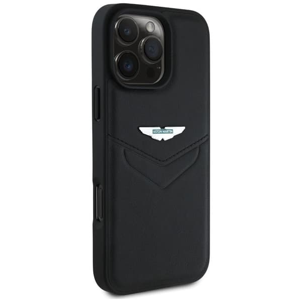 Aston Martin Telefontaske til iPhone 16 Pro Max Læder Victory Design - Sort Black