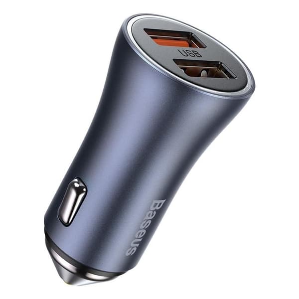 Baseus Hurtig Billader 2x USB 40 W USB-C Kabel - Grå Grå