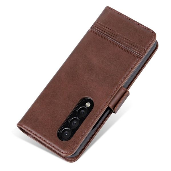 AZNS Samsung Galaxy Z Fold4 Plånboksfodral Konstläder - Brun