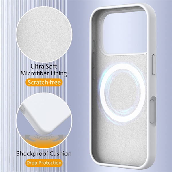 Mobilskal till iPhone 17 Pro Max MagSafe Silikon Anti-Drop - Vit Vit