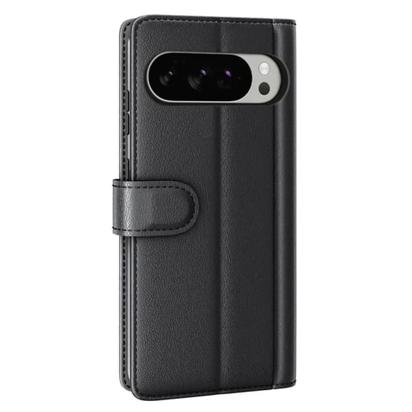 Google Pixel 10 Pro XL Plånboksfodral Äkta Läder Split - Svart Svart