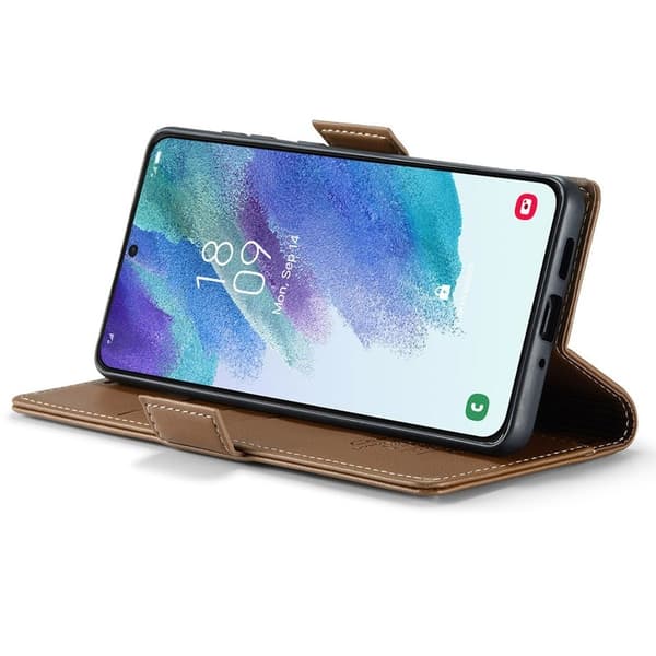 CASEME Plånboksfodral Konstläder för Samsung Galaxy S21 FE 5G - Brun