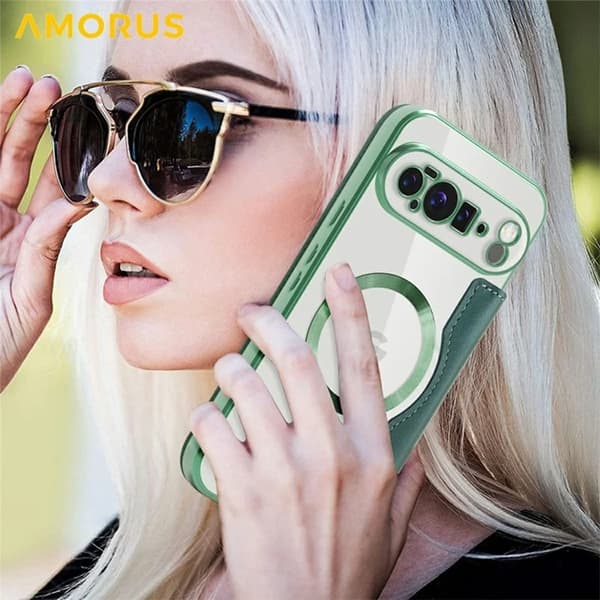 AMORUS Google Pixel 10 Pro XL Plånboksfodral Magsafe RFID-Skydd - Grön Grön