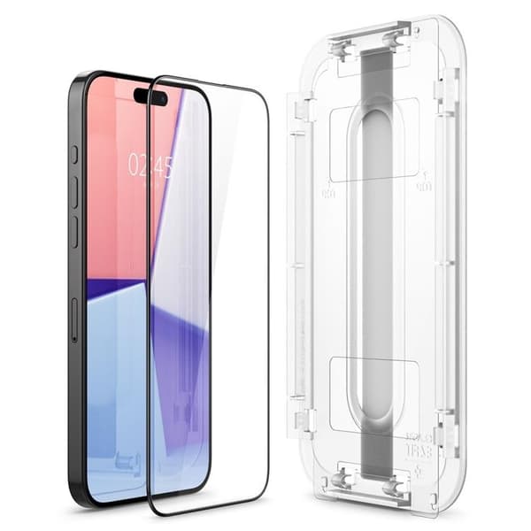 Spigen iPhone 15 Pro Max Karkaistu lasi näytönsuoja 'EZ' Fit - Musta Svart
