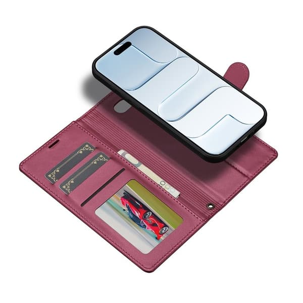 LC.IMEEKE L2 Series iPhone Air Plånboksfodral Konstläder - Röd