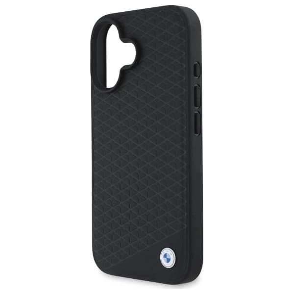 BMW telefontaske til iPhone 16 MagSafe Diamond Metal Logo - Sort Black