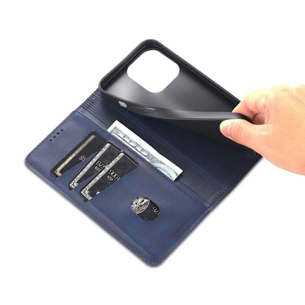 AZNS iPhone 14 Pro Max Plånboksfodral Konstläder - Blå