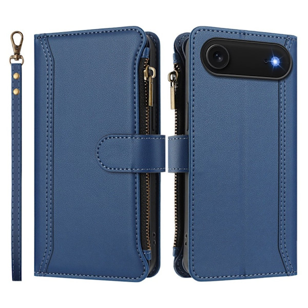 iPhone Air Plånboksfodral Zipper Med Rem - Mörkblå Blå
