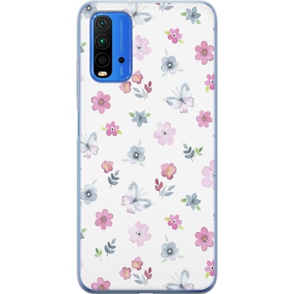 Mobilskal till Xiaomi Redmi 9T med Blommor och fjärillar