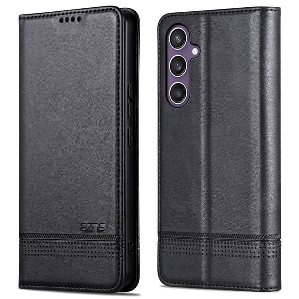 AZNS Samsung Galaxy S24 FE Plånboksfodral Konstläder - Svart