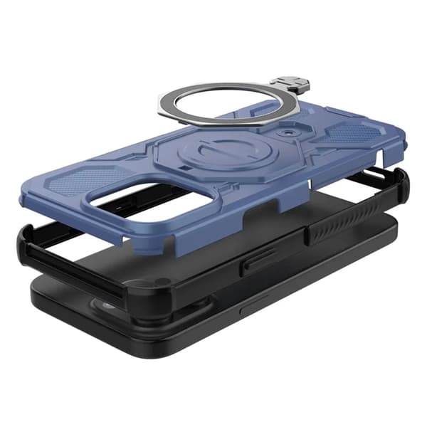 Mobilskal till iPhone 15 Pro Plast Shockproof med Rotating Kickstand - Blå