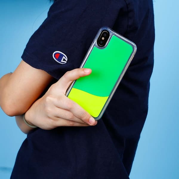 Flydende Neon Sand Taske til iPhone X - Grøn Green