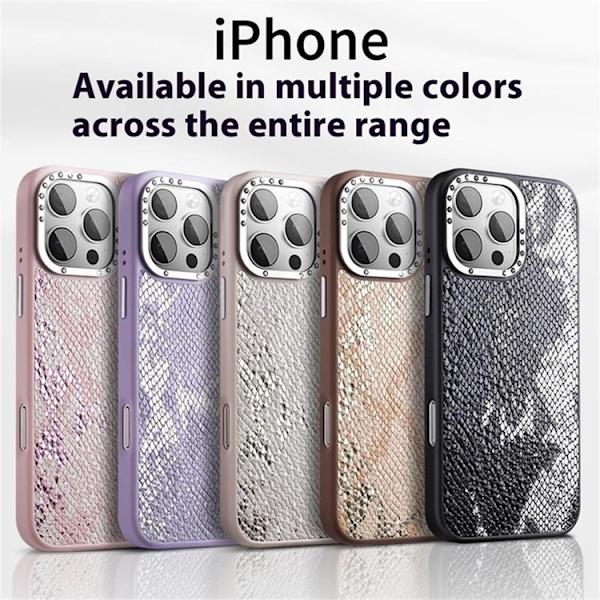 JAUCASE Mobilskal till iPhone 16 Pro Magafe Snake Texture - Rosa Rosa