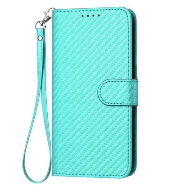 Samsung Galaxy S26 Pro Plånboksfodral Konstläder Carbonfiber - Ljusblå