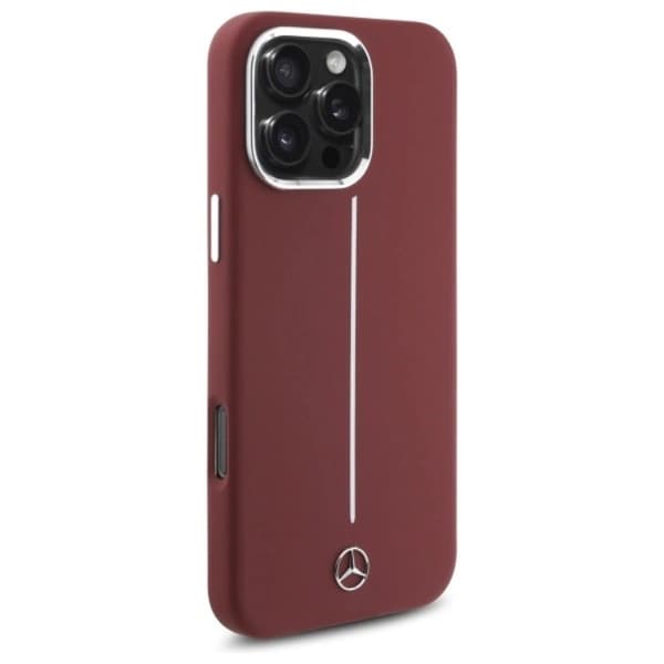 Mercedes Mobilskal till iPhone 16 Pro Max MagSafe Silikon Vit Stripe - Röd Röd