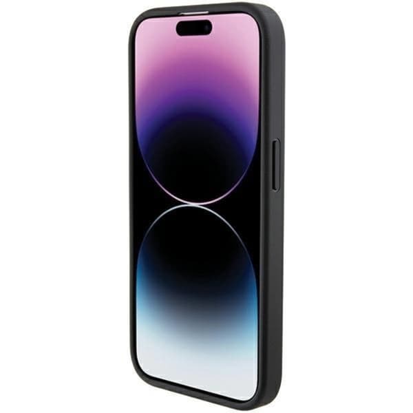 Ferrari Telefontaske til iPhone 15 Pro Grip Stand Metal Logo - Sort Black