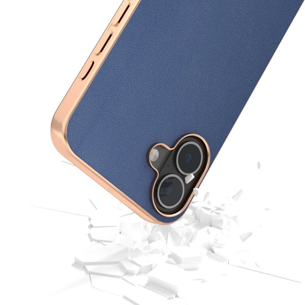 ABEEL Mobilskal till iPhone 16 Electroplating Äkta Äkta Läder - Blå