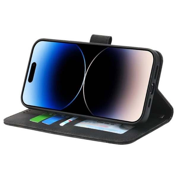 DIERFENG DF-03 iPhone 14 Pro Max Plånboksfodral Konstläder - Svart