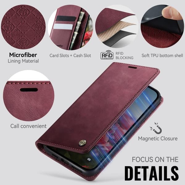 CASEME 033 Mobilskal till iPhone 11 Pro Max RFID Blocker Läder Röd