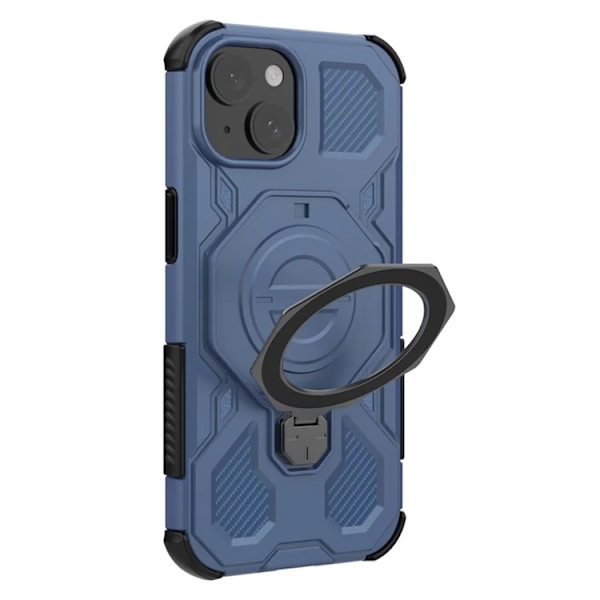 Mobilskal till iPhone 15 Plast Shockproof Med Ställ - Blå Blå