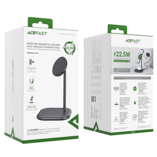 Acefast MagSafe Qi Trådløs Oplader 15W Stativ iPhone Apple AirPo Grå