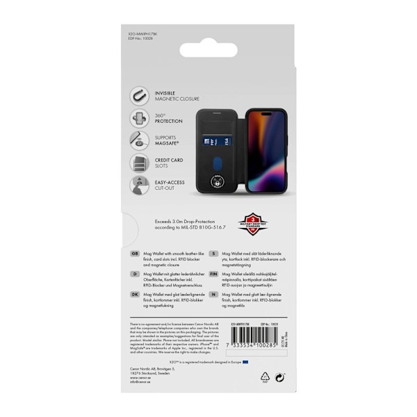 X2O Mag Wallet Plånboksfodral Apple iPhone 17 Svart