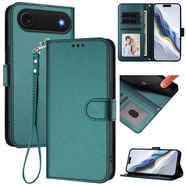 iPhone Air Plånboksfodral Läder med Handledsrem Grön
