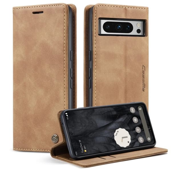 CASEME 013 Series Google Pixel 8 Pro Plånboksfodral Konstläder Brun