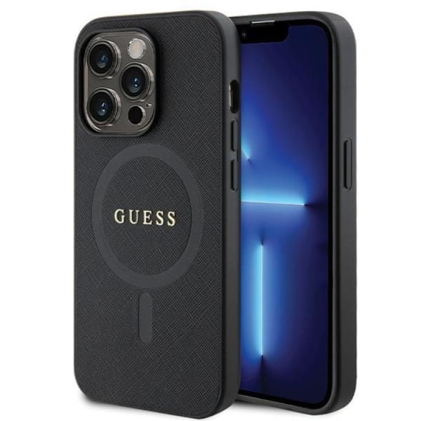 Guess iPhone 14 Pro Mobilskal Magsafe Saffiano - Svart Svart