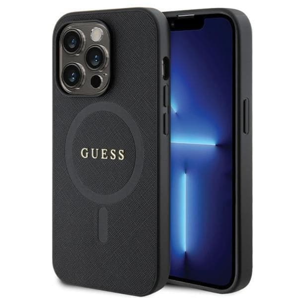 Guess iPhone 14 Pro -puhelinkotelo Magsafe Saffiano - Musta Black