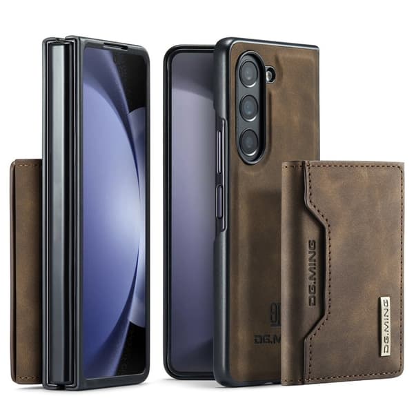 DG.MING M2 Series Kickstand Plånboksfodral Samsung Galaxy Z Fold5 Brun