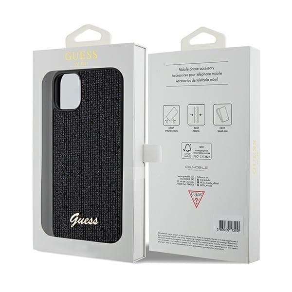 Guess iPhone 11 Etui Disco Script PU Metal Sort Black