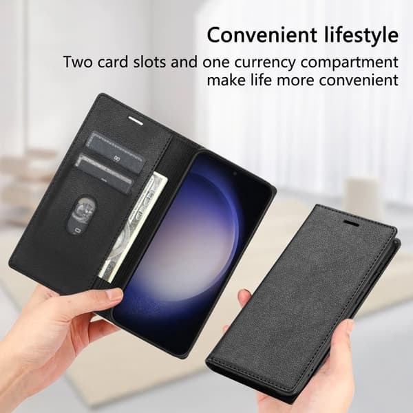 Samsung Galaxy S26 Plus Plånboksfodral Magnetisk Stängning Konstläder - Svart