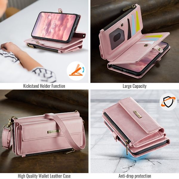 CASEME Plånboksfodral Konstläder för iPhone 7/8 Plus - Rosa