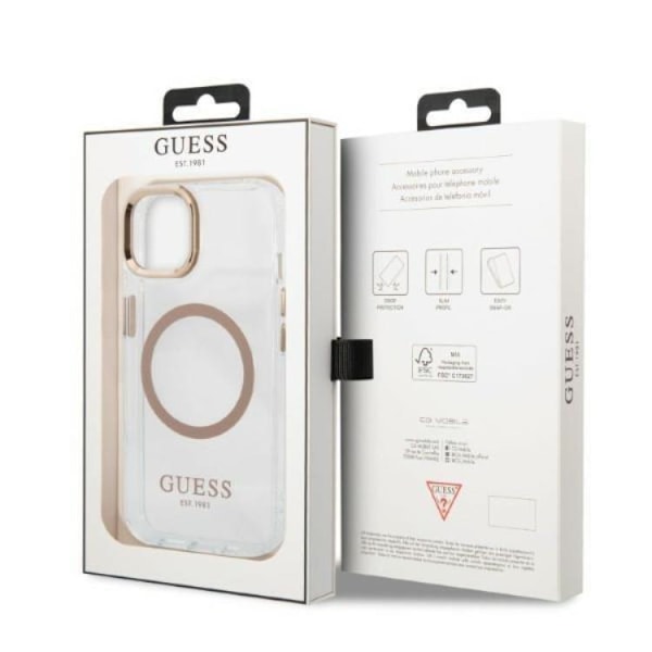 Guess iPhone 13 Skal Magsafe Metal Outline - Guld
