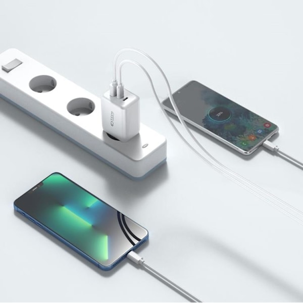 Tech-Protect 3-Port Väggladdare 65W - Svart
