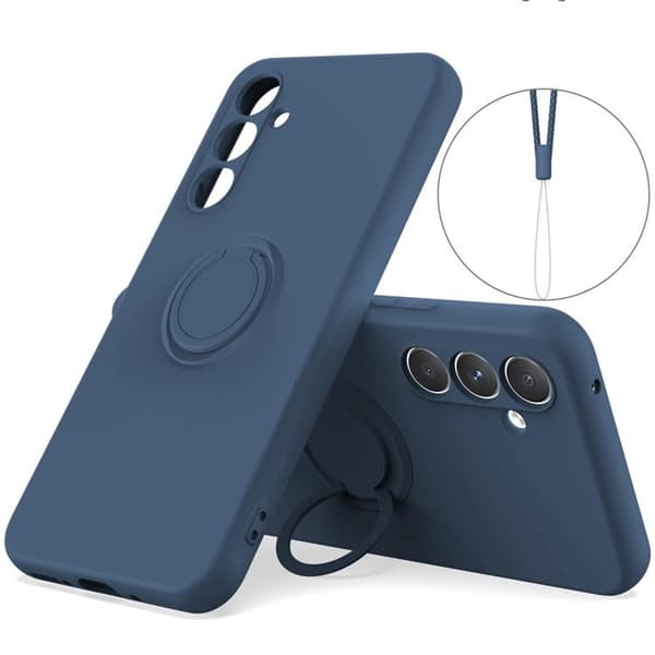 Mobilskal till Galaxy A56 5G Ring Kickstand med Rem Blå