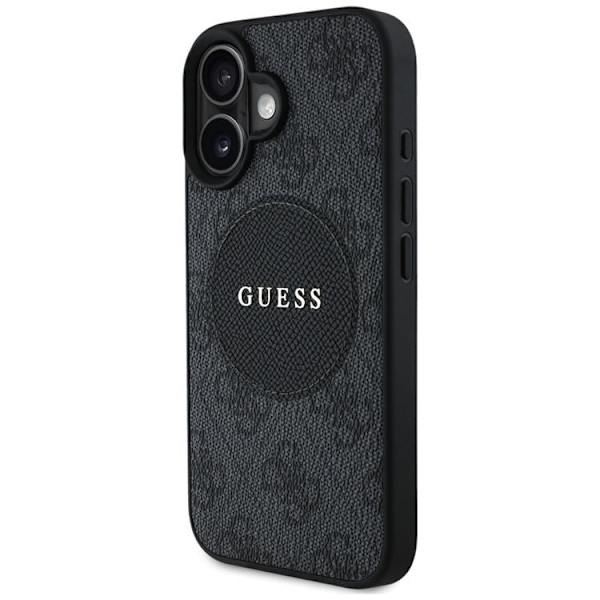Guess telefontaske til iPhone 16 MagSafe 4G Circle - Sort Svart