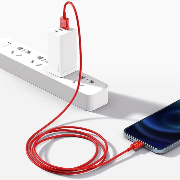 Baseus snabbaddning USB-A till Lightning kabel 1m - Röd Red